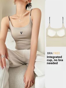 MiiOW | Cat Woman Strap Vest Womens Inner Wear With Chest Pad Integrated No Wear Bra Can Be Worn Outside 2025 New Thin Strap Top