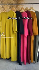 ZEA LONG DRESS TANGAN 3/4 CRINKLE AIRFLOW BUSUI / GAMIS CRINKEL 3/4 / daster gamis long tunik 3/4