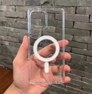 Magnetic Transparent Cover For Samsung Galaxy S26 S25 Edge S24 S23 S22 S21 FE S20 Plus Ultra Magsafe Case Clear Shockproof Shell