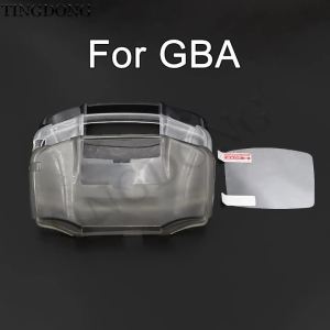 For GBA TPU Protective Case with Screen Protector Translucent Frosted Soft Cover Anti-Slip Shockproof Protector Shell