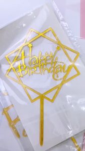 Topper Cake Happy Birthday Bahan Akrilik Hiasan Kue Ulang Tahun Acrylic Dekorasi Tusukan Kue Ultah Toppers Cake Hbd avvet