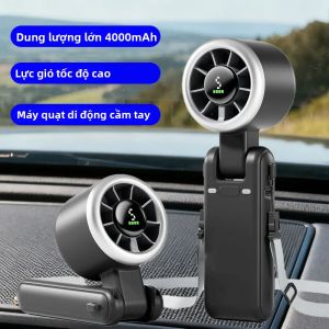 Quạt Cầm Tay USB Sạc Lại Được Gấp Gọn Siêu Yên Tĩnh 5 Tốc Độ Điều Chỉnh Pin 4000mAh Thời Gian Hoạt Động 10 Giờ
