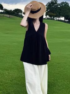 YIFANSHI | French Retro V-Neck Sleeveless Halter Top Vest