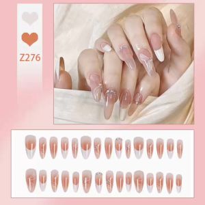 DD276 การออกแบบใหม่ เล็บปลอม ประดับเพชร เล็บปลอมเจลแท้ เล็บปลอมสำเร็จ การออกแบบกันน้ำ กล่องละ 24 ชิ้น