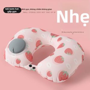 Gối Hơi Cổ Đeo Tiện Lợi Chất Liệu Lụa Mát