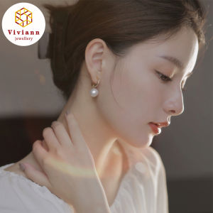 Viviann High grade Genuine Large Pearl Earrings Temperament No Earhole Earclip French Earrings Female Pearl Earrings Pearl 925 Sterling Silver Earrings Pearl Jewelry For Wemon Wedding Gift
