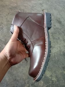 SEPATU SAPETY PRIA BRODO COKLAT 100% kulit SEPATU AGLS