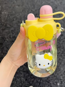 Kt Cat Straw Water Bottle 2025 New Portable Large Capacity Cute Straw Cup for Students Girls High Aesthetic Value Summer Water Bottle