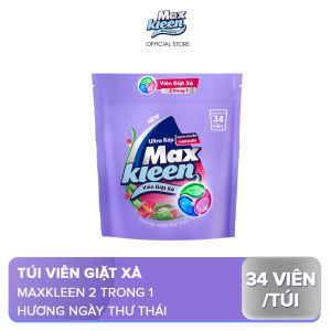 [Tăng thêm 4 viên] Túi Viên Giặt Xả MaxKleen hương Ngày Thư Thái (34 viên/ túi)