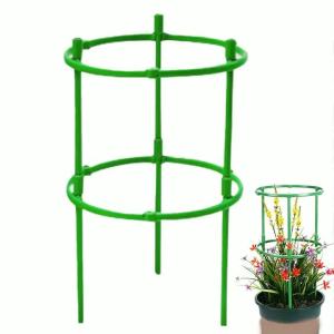 Tomato Cage Plant Support 2 Layers Plant Stakes Round Plant Support Ring Plastic Plant Cage Holder Flower Pot Climbing Trellis