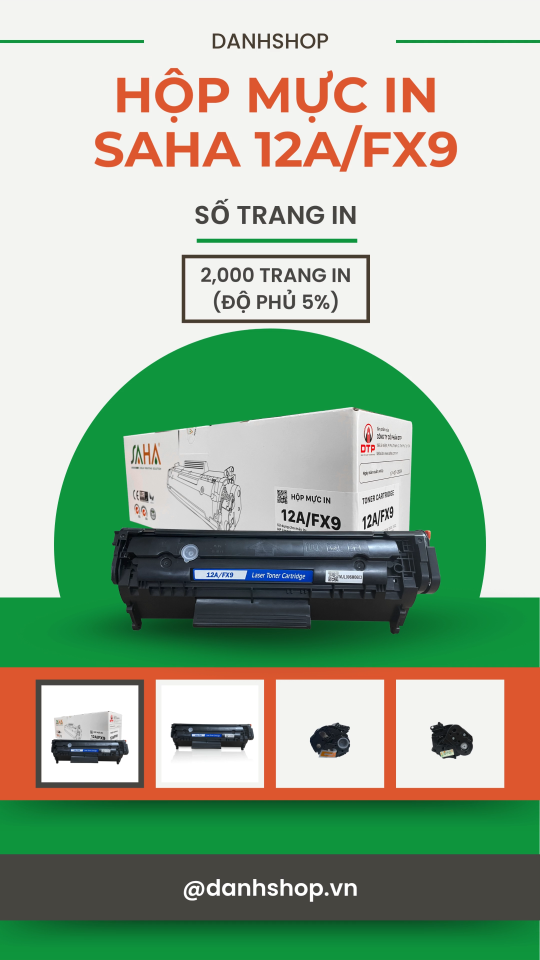 Hộp mực 12A/FX9 - SAHA - Hộp mực máy in Canon 2900 3000 HP LaserJet 1010 1012 1015 1018 1020 1022 3015 3020 3030 3050 3052 3055