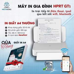 Máy in A4 Thông Minh HPRT GT1 - In Giấy Thường Không Cần Mực Kết Nối Bluetooth/WiFi - Hàng chính hãng