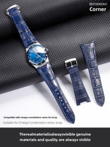 Suitable for Omega Constellation Series Strap 131.13 Zhizhen Observatory Blue Notch Leather Watch Band 24mm