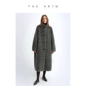 Warm Thick Long-haired Alpaca Fur Coat Gray Ladies