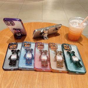 Zeallion Ốp Lưng Hình Gấu Hoạt Hình Lấp Lánh Cho [Apple iPhone 14 13 12 Mini 11 Pro X Xs Max XR 7 8 6 Plus SE 2020] Ốp Lưng TPU Đứng
