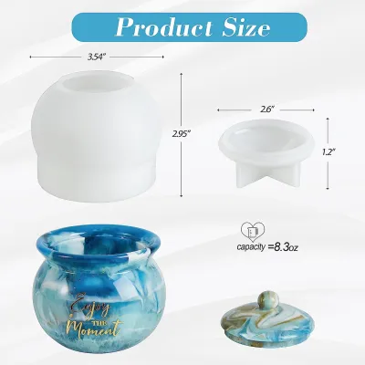Jars Resin Molds Jar Silicone Molds with Lid Epoxy Resin Casting Molds Jar Molds for Storage BoxCandy Jewelry Container