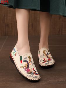 Authentic Old Beijing Handmade Cotton Linen Embroidered Casual Shoes Traditional Hanfu Womens Footwear Breathable Comfortable