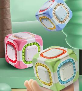 Rotating IQ Ball Rubik Cube Kids Jigsaw Puzzle Magic Cube Beans Spinning Tops Gyro Fidget Spinner Baby Toys Birthday Gifts Stress Relief Early Learning Educational Toy 魔豆魔方