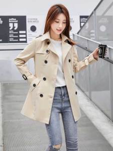 Autumn Outwear Womens Trench Coat Small Man 2023 New Fashion Casual Silm Lace-up Waist-Controlled Slimming Mid Length Long Length