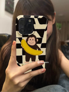 L902 Monkey Banana for Iphone15 Apple 16pro Phone Case 14plus Drop-Resistant 13 Promax12 Niche Art No Shell Twinning Two-in-One Film Soft Case 15pro Case