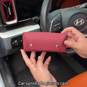 1PC Magnetic Glasses Case Multifunctional Leather Car Sun Visor Sunglasses Holder Box for Most Cars Auto Eyeglasses Storage Case