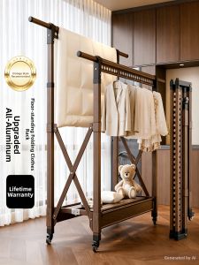 MINGZHI | Folding Retractable Movable Retro Style Drying Rack