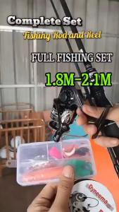 Fishing Rod Set ML Spinning 1.8-2.1M 2 Sections Metal 5.2:1 Reel Lure Black Fishing Full Set