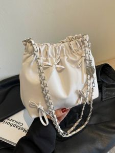 Fashionable Summer Bucket Bag Womens Crossbody Chain Bag Stylish Versatile Small Bag Soft PU Leather Korean Style Casual Bag