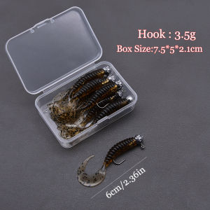 Mr.Lurion 10pcs/box 6cm grub 3.5g jig hook Soft Plastic Grub Worm Lure Bait with Fish HooksPerch Bass Pike Bluegill Fish Baits