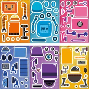 สติ๊กเกอร์หุ่นยนต์สร้างสรรค์ การ์ตูน แบบ DIY ตกแต่งโทรศัพท์มือถือ ของขวัญวันเด็ก ปริศนาสนุกๆ มีแปดแบบให้เลือก งานฝีมือทำมือ