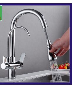 Vòi rửa chén  rửa bát nóng lạnh dây rút Kobesi tích hợp vòi RO ( vòi nước lọc) sang trọng tiện lợi.