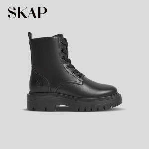 Winter New Leather Elevated Women Short Boots