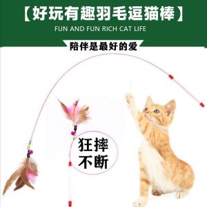 Super Long Wire Feather Cat Toy Durable Bell Equipped Interactive Cat Teaser Stick Kittens Adult Cats Entertainment Supplies