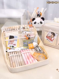 กล่องใส่ดินสอนักเรียน กล่องใส่เครื่องเขียน ความจุขนาดใหญ่ กระเป๋าใส่ดินสอ กระเป๋าใส่เครื่องเขียนนักเรียน แบบพกพา เปิดขนา