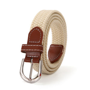 Casual Canvas Belt for Women No Punching Required Versatile Long Elastic Weave Matching with Jeans Trendy Thin Belt for Youth