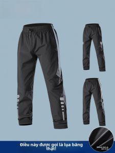 Mens Sports Long Pants Summer Lightweight Ice Silk Casual Running Quick Dry Straight Wide Loose Fitness Pants Breathable