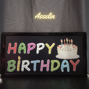 ป้ายไฟสำเร็จรูป รุ่น HAPPY BIRTHDAY ป้ายไฟLED ตกแต่งร้านค้า (ขนาด48X25X2ซม.) มีบริการรับทำป้ายไฟ LED