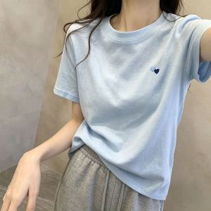 MISHANGYICHU | Áo Thun Mùa Hè Rộng Rãi Thiết Kế Thêu Tim