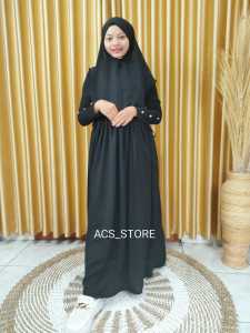 Gamis Anak Perempuan Set Jilbab Hitam 5 - 15 Tahun
