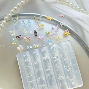 DIY Silicone Mold for Nail Art Decorations - Butterfly Knot Snowflake Chain Animal Shapes Dog Hat Notes Bell 3D Transparent Mold