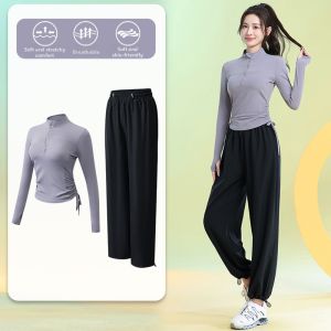 BAISILING | Elegant Half-Zip Long Sleeve Drying Yoga Set
