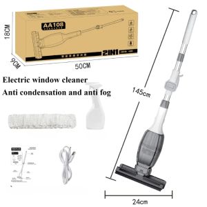 Electric Window Cleaner Long Handle Scalable Adjustment Glass Clean Floor Window Anti Condensation Water Anti Fog Cleaning Tool