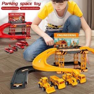 Engineering Vehicle Toy Set Truck Toy Parking Lot Model Fire Truck Model Educational Toy Boys And Girls Birthday Gift
