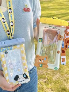 Cute Cartoon Inflatable Waterproof Phone Bag for Swimming And Water Park Protection Touch Screen Photography Anti-Fall Rainproof