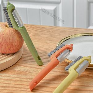 Two-In-One Peeler And Scraper Tool with Brush for Melons And Cucumbers Kitchen Gadget for Removing Peels And Cleaning