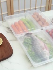 JeDa กล่องพ ลาสติก กล่องเก็บของสด กล่องเก็บของในตู้เย็น มีแผ่นตะแกรงพลาสติก กระฉับกระเฉง อุปกรณ์ครัว พื้นที่จัดเก็บ Fresh-keeping box