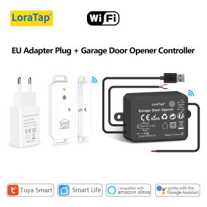 LoraTap Tuya Smart Life Garage Door Opener Controller Wireless Sensor Security Warning System Work with Google Assistant Alexa