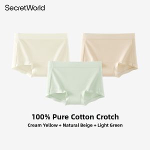 Secret World | Cotton Four-Corner Briefs Antimicrobial Breathable High Waist Hip-Hugging Long Crotch