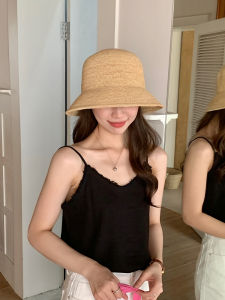 Mũ Rơm Dệt Laffey Siêu Mịn Cho Nữ Mùa Hè Ngoài Trời Chống Nắng Mũ Trùm Đầu Kiểu Pháp Thanh Lịch Có Nơ Tròn