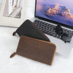 Royal Bagger Retro RFID Long Wallets for Men Genuine Leather Zipper Clutch Coin Purse Casual Multi-card Slots Card Holder 1815